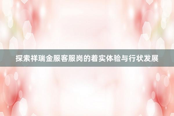 探索祥瑞金服客服岗的着实体验与行状发展